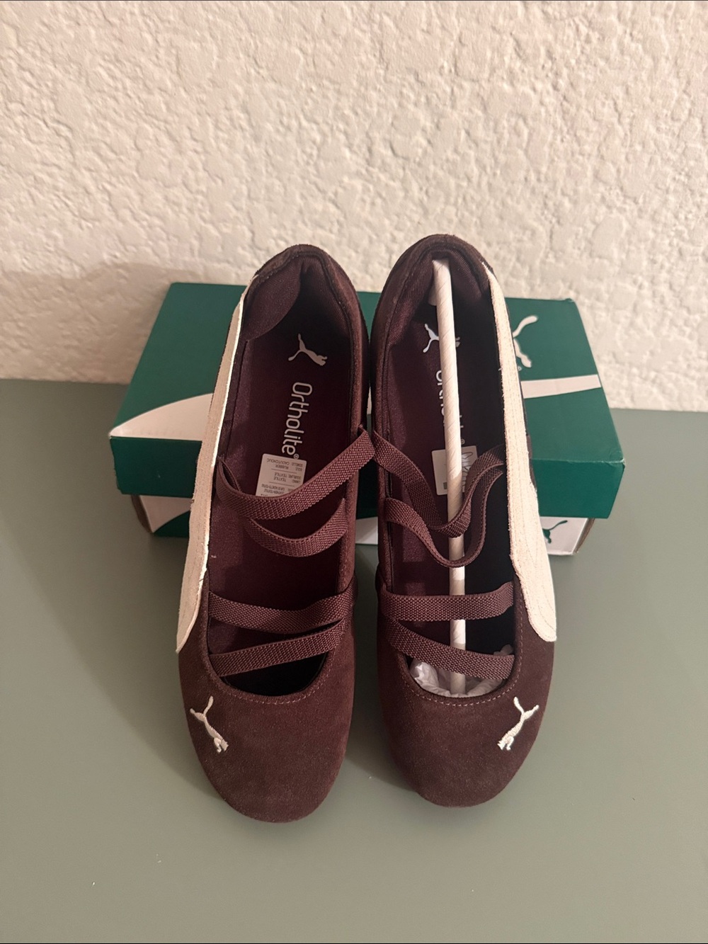 PUMA Speedcat Ballet Suede Sneaker chocolate brown warm white sz 8 - Picture 4 of 6